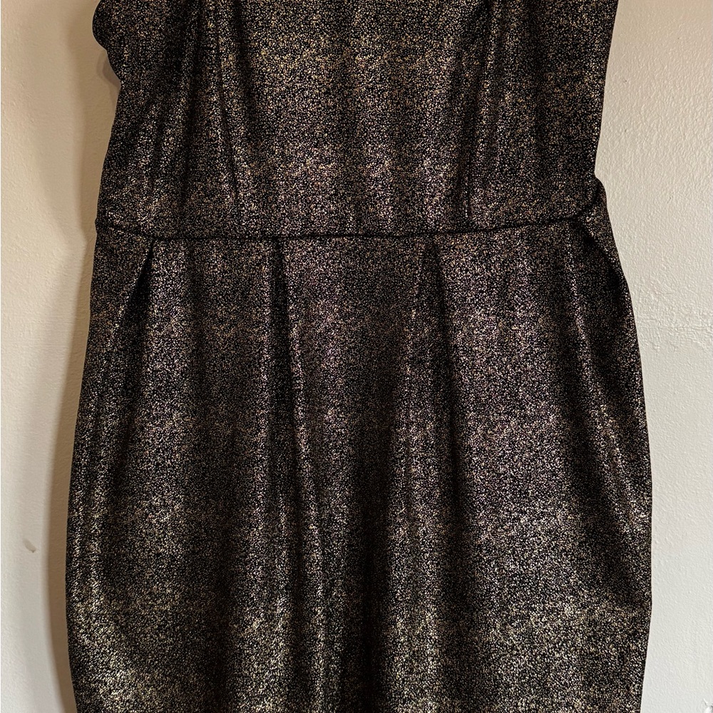 Ashley Stewart Metallic Black Sparkle Mini Dress